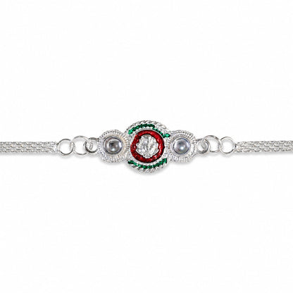 Silver Ganesha Rakhi Elegant Dual Chain for Raksha Bandhan (5pcs)