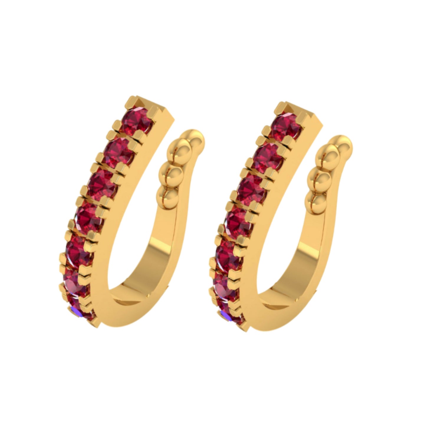 Double Row Pink Gem Nose Ring/Pin | Gold/Silver Plated Combo Pack of 2