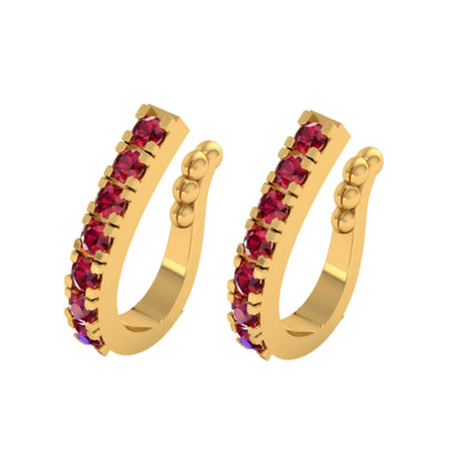 Double Row Pink Gem Nose Ring/Pin | Gold/Silver Plated Combo Pack of 2