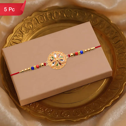 Meenakari Floral Rakhi Elegant Colorful Beads for Raksha Bandhan (5pcs)