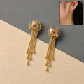 Gold Circular Dangle Earrings – Ruby Gemstone Tassels