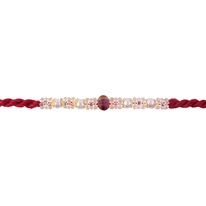 Graceful Pastel Bracelet Rakhi with Silver Centre and Delicate Raksha Bandhan Beauty