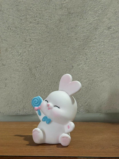 Cute Bunny with Lollipop Mini Figurine for Kids Room & Desk Decoration