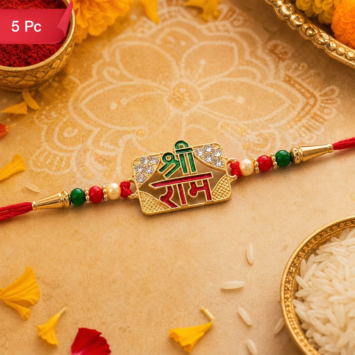 Shree Ram Rakhi Traditional Charm & Protective Symbol (5pcs)