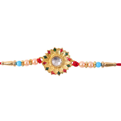 Floral Mirror Rakhi Traditional Brother Gift for Raksha Bandhan (5pcs)