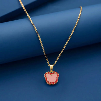 Cute Butterfly-Shaped Gold Pendant Necklace with Color Stones