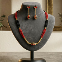 Traditional Assamese Jewellery Set for Women Red Black Beads Necklace Earrings Combo