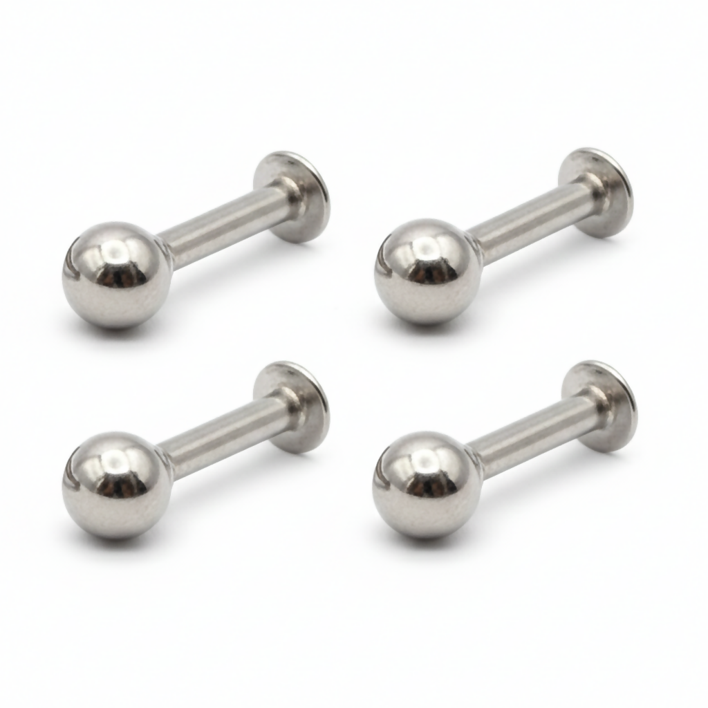 Two pairs of minimalist silver plated ball stud earrings suitable for multiple piercings