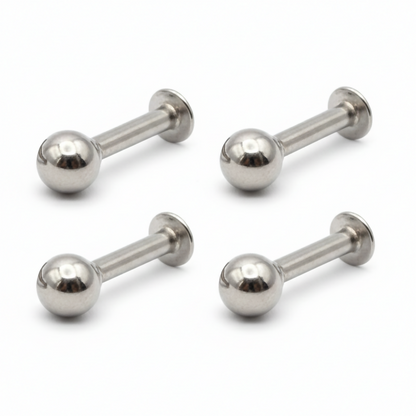 Two pairs of minimalist silver plated ball stud earrings suitable for multiple piercings