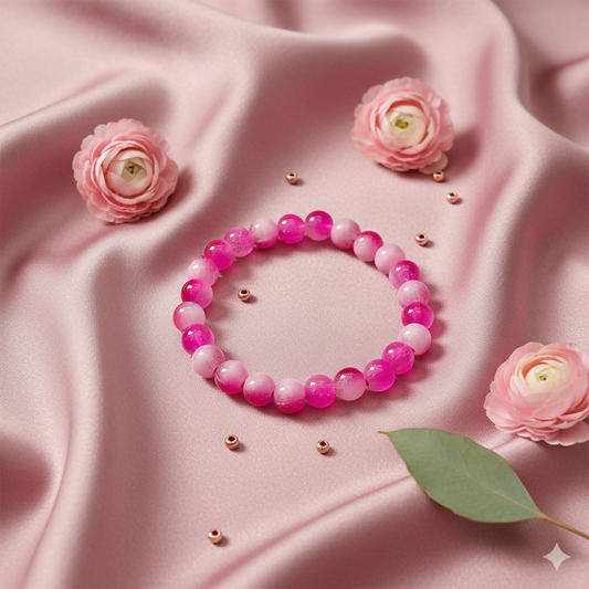 Dual-Tone Pink Beaded Stretch Bracelet