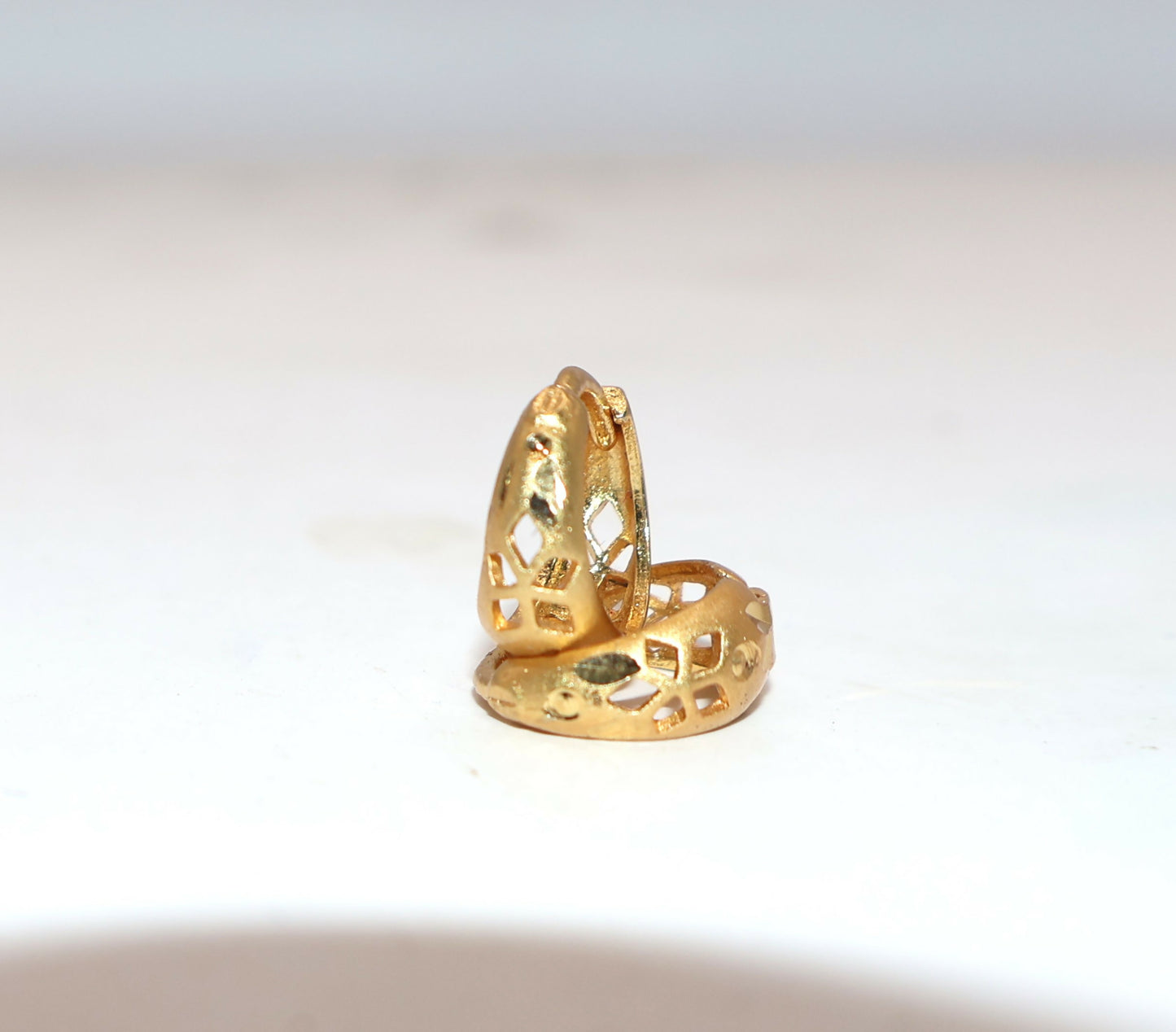 Elegant and lightweight matte gold floral hoop earrings for women