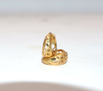 Elegant and lightweight matte gold floral hoop earrings for women