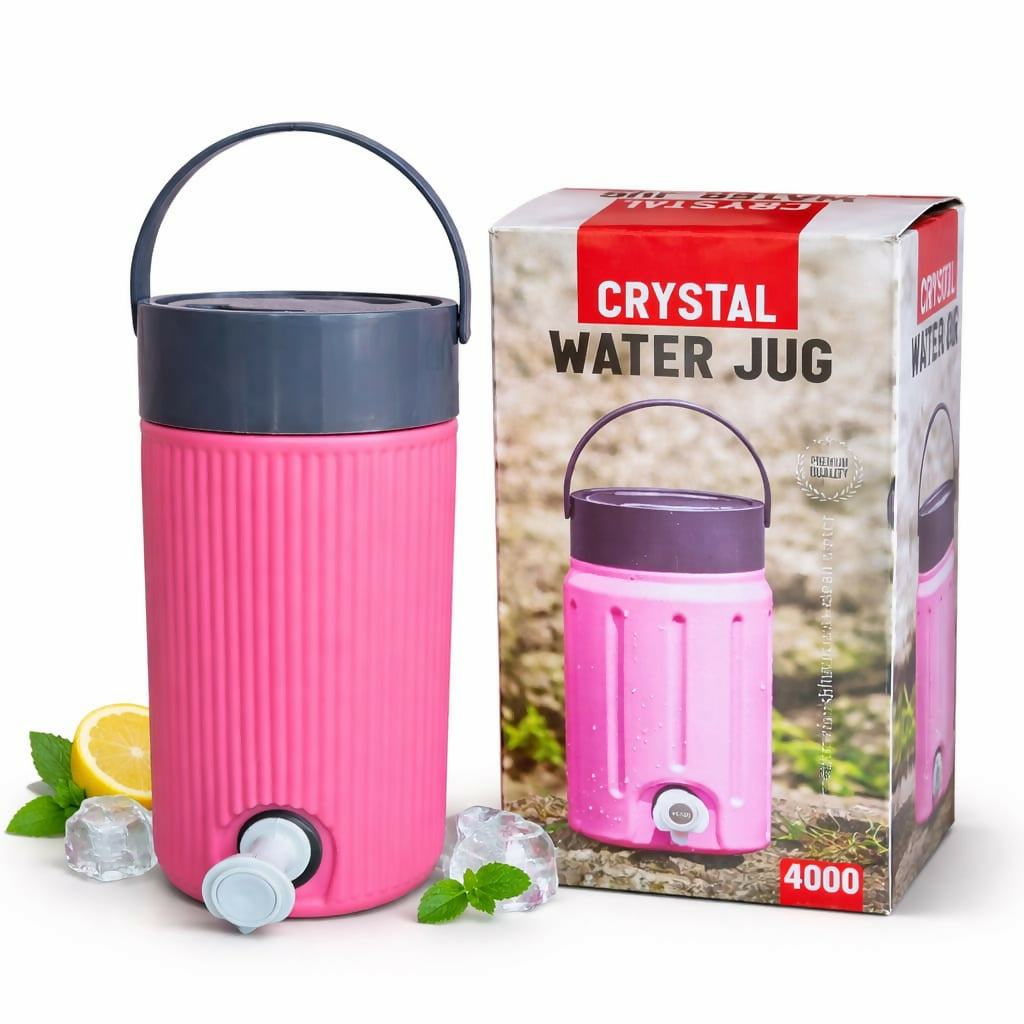 Insulated water jug showing sturdy carry handle