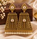 Elegant Temple Style Gold-Tone Jhumka Earrings for Women | Traditional Pearl Drop Jewellery