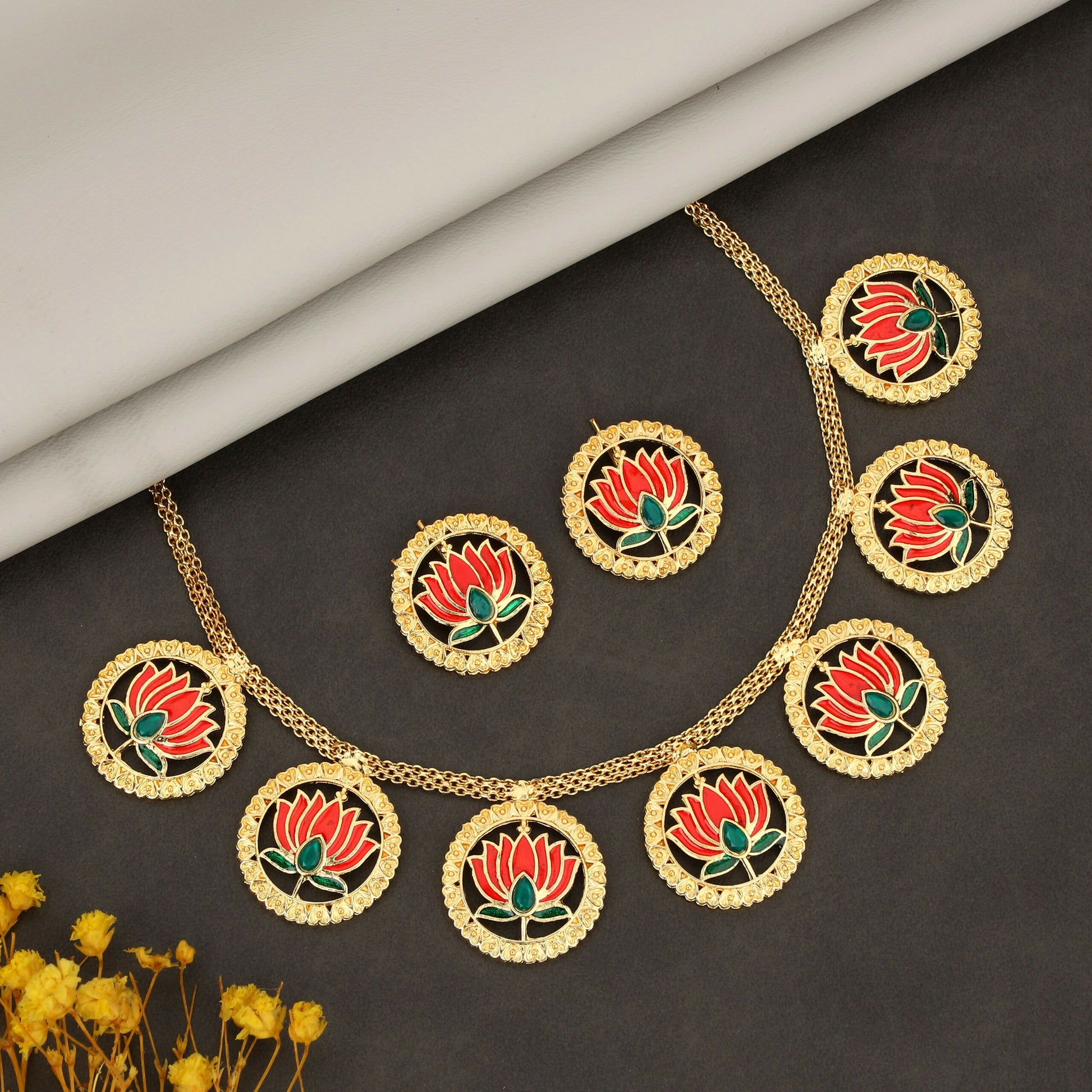 Heavy Gold-Tone Filigree Waterfall Choker Set