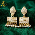 Elegant Gold Plated Pearl Drop Earrings – Perfect for Festive Looks
