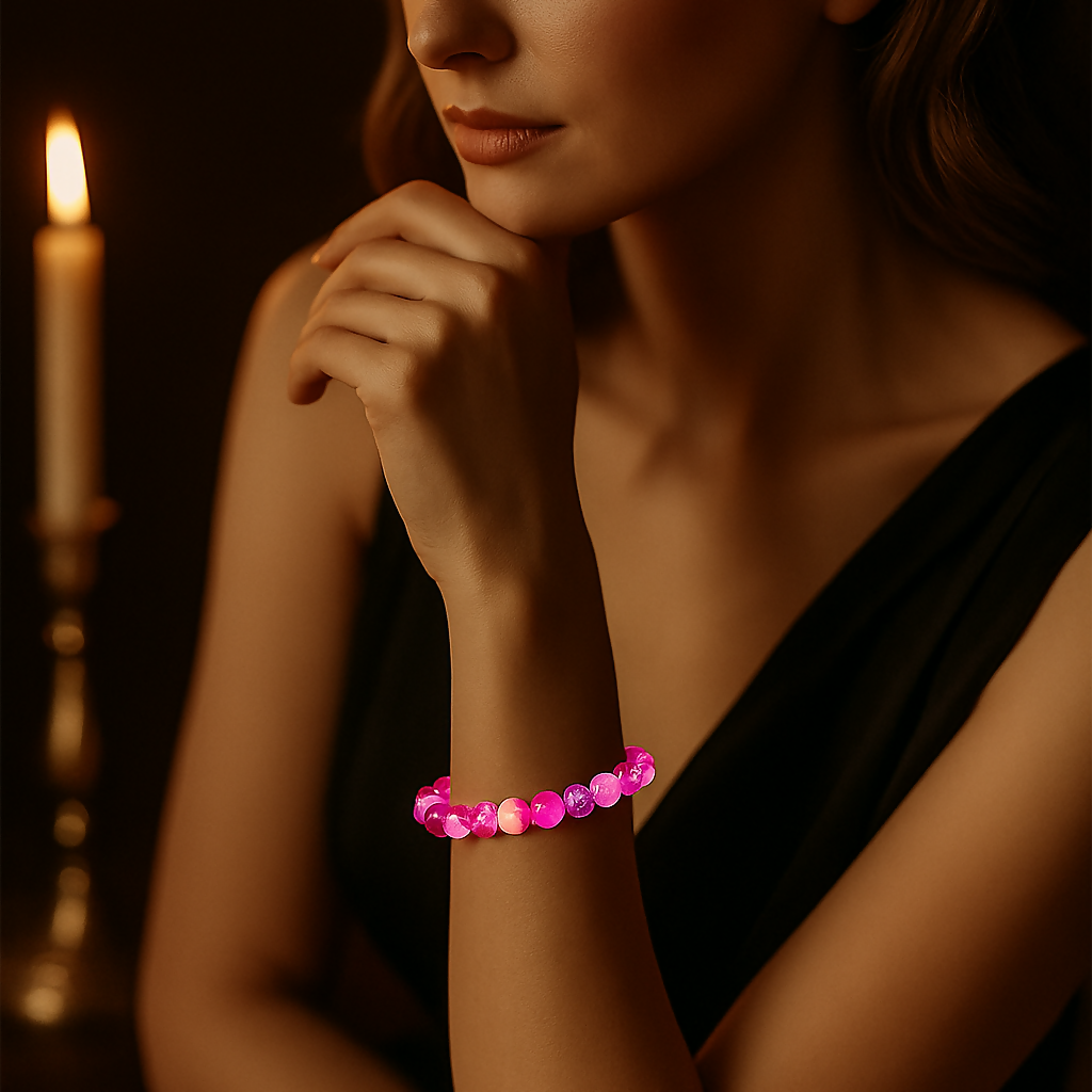 Dual-Tone Pink Beaded Stretch Bracelet