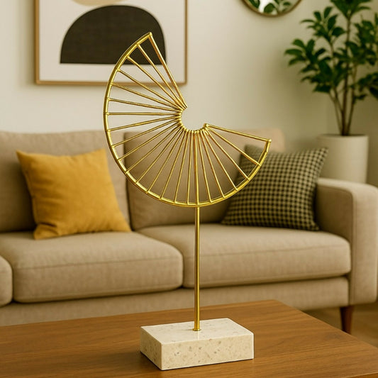 Modern Gold Spiral Metal Table Decor Showpiece with Marble Base