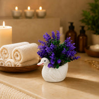 Ceramic Duck Planter with Artificial Lavender Flowers – Spa & Home Décor Gift