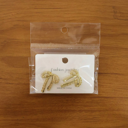 Elegant Gold Bow Drop Earrings for Women | Korean Style Designer Ribbon Earrings