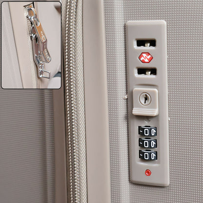 Beige Gold Hard Shell Cabin Trolley Suitcase with Telescopic Handle & 8 Wheels