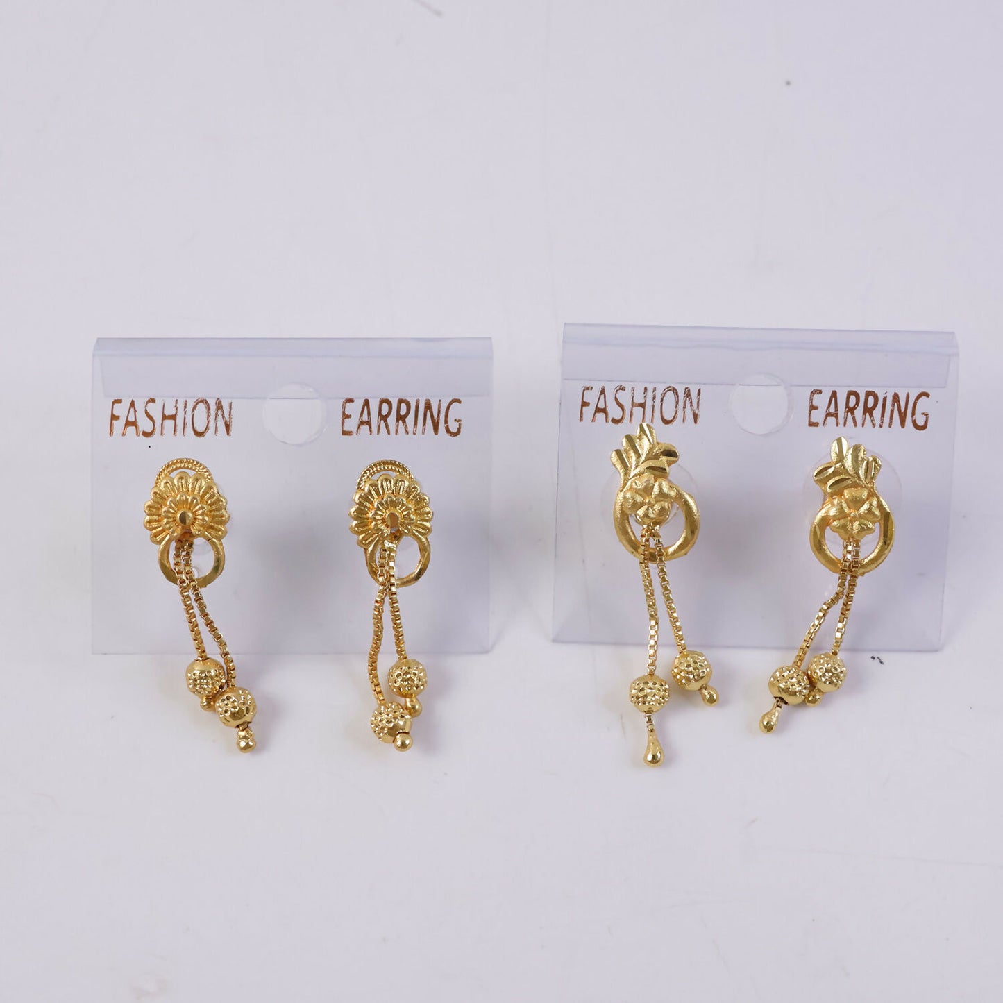 Premium Gold-Plated Long Drop Earrings for Wedding & Festive Wear (2 Pair)