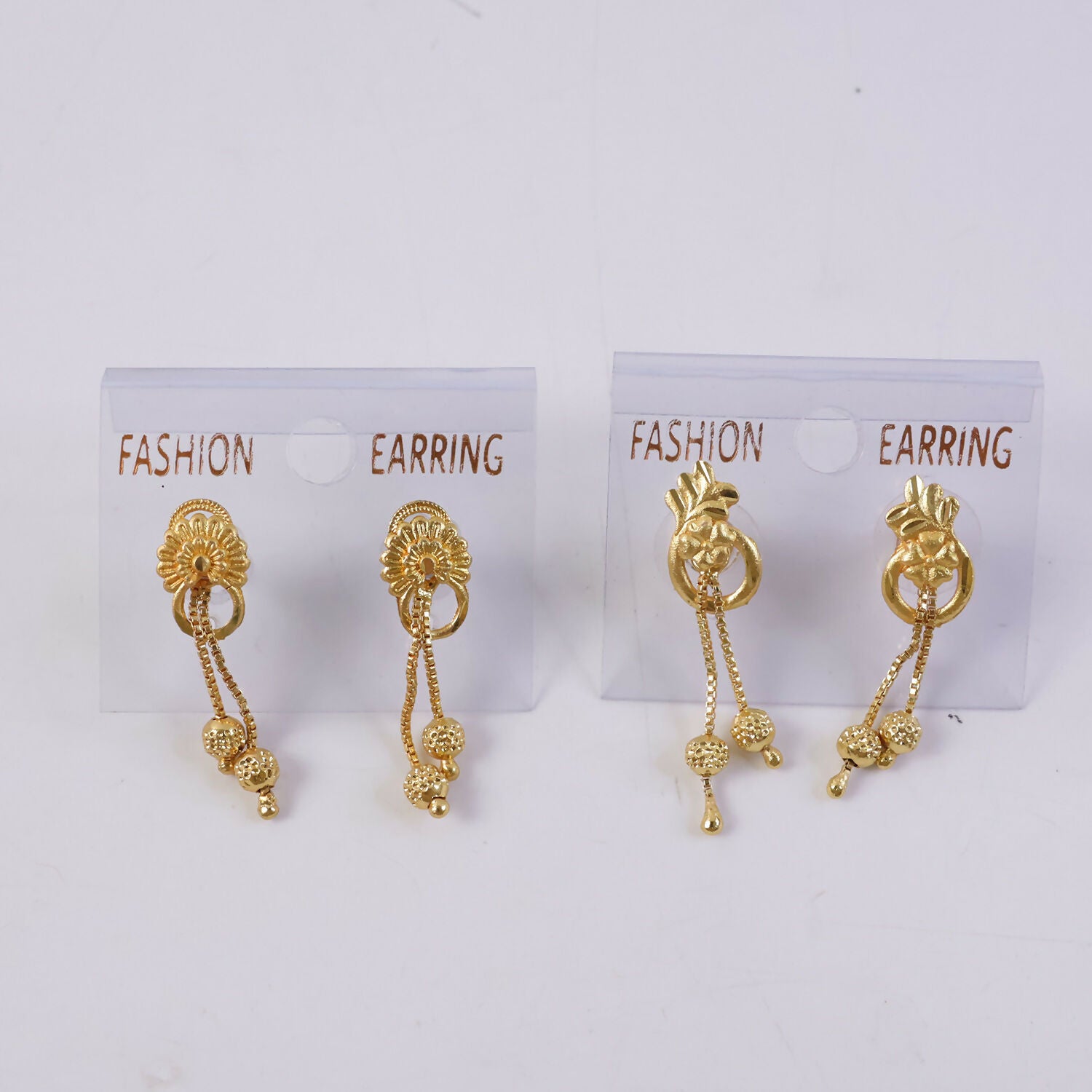 Premium Gold-Plated Long Drop Earrings for Wedding & Festive Wear (2 Pair)