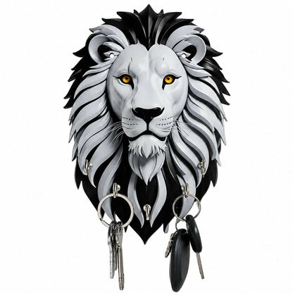 Elegant lion face key holder in a modern home entryway