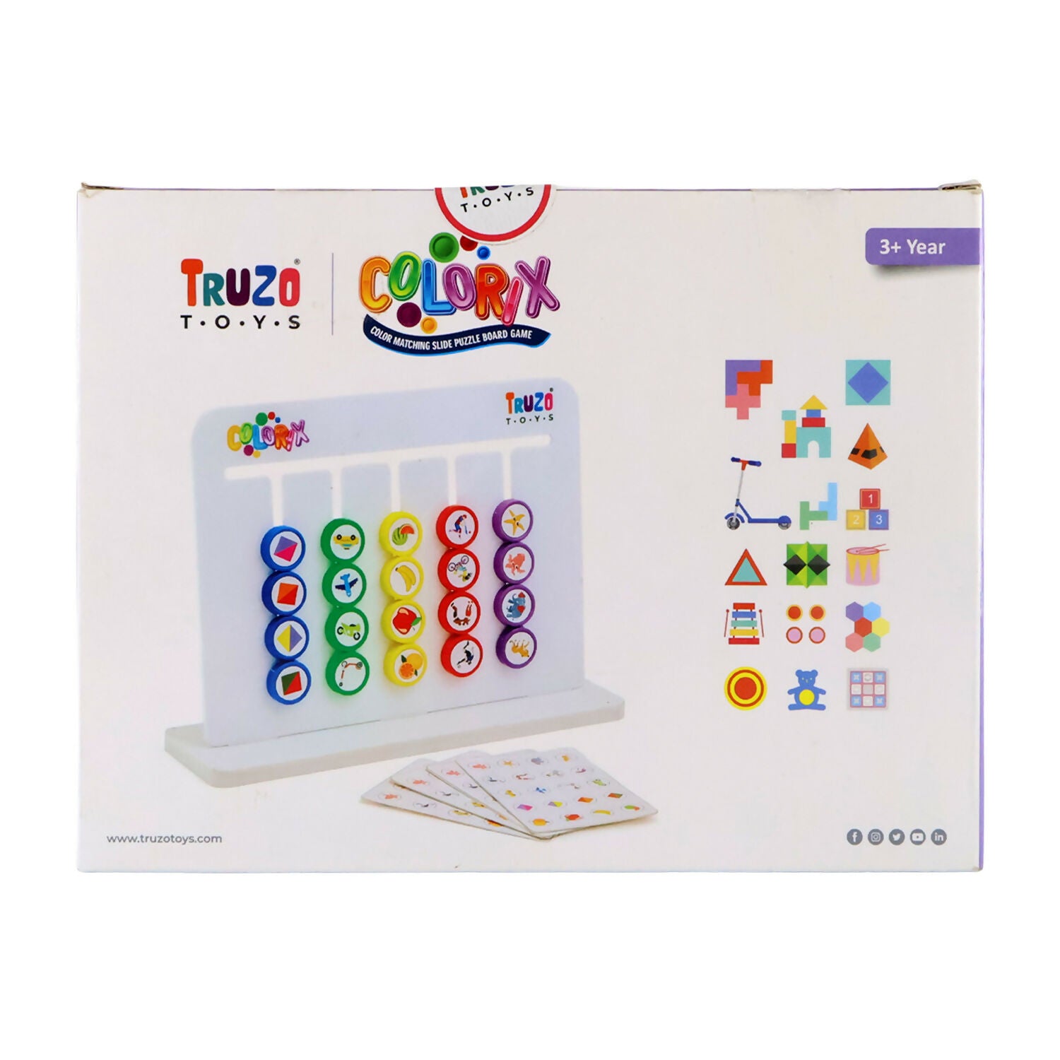 Truzo Toys Colorix – Color Matching Slide Puzzle Board Game for Kids (STEM Early Learning Toy)