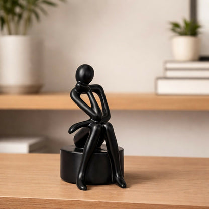 Abstract Thinking Man poly-resin Sculpture Modern Black Showpiece for Home Decor