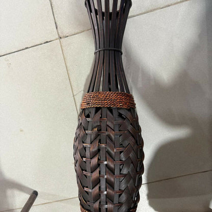 HOME DECOR Handcrafted Brown Woven Decorative Floor Vase | Tall Lightweight Flower Pot with Rope Design | Modern Home Décor Accent for Living Room, Bedroom, Hallway, Office – Suitable for Artificial & Dried Flowers (Approx. 27 Inch)