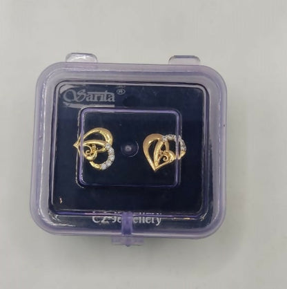 Gold Plated Interlocking Heart Stud Earrings with AD for women & girls