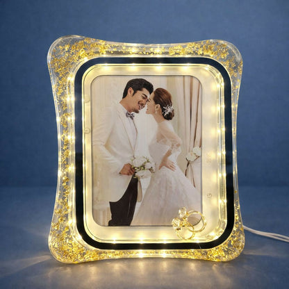 LED Crystal Photo Frame with Romantic Light for Couple Memories