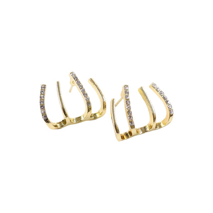 Gold Finish Multi Loop Stone Studded Designer Earrings for Women