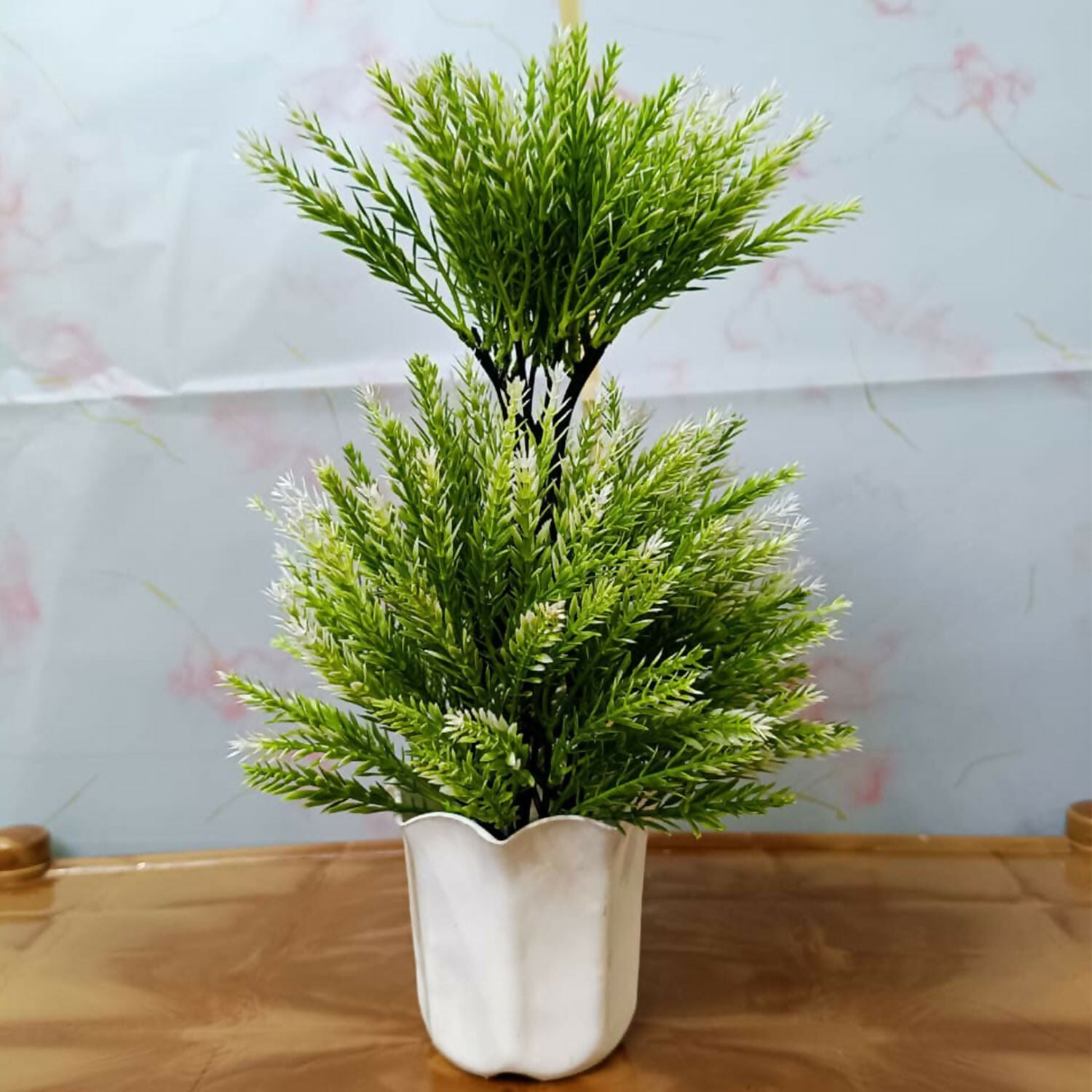 Artificial Cedar Plant in White Ceramic Pot – Luxury Home & Office Décor