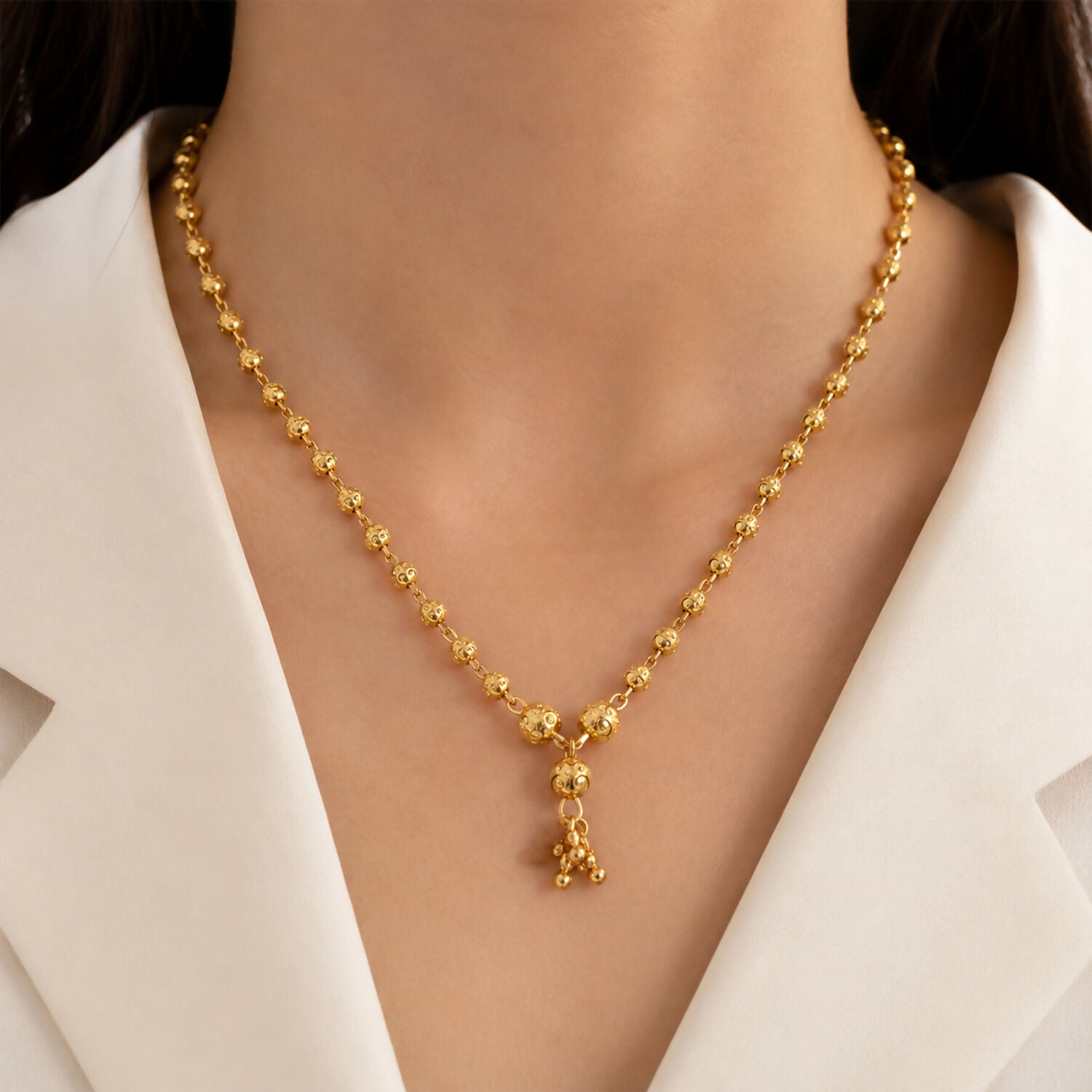 Gold-Plated Beaded Necklace – Elegant Traditional Jewellery