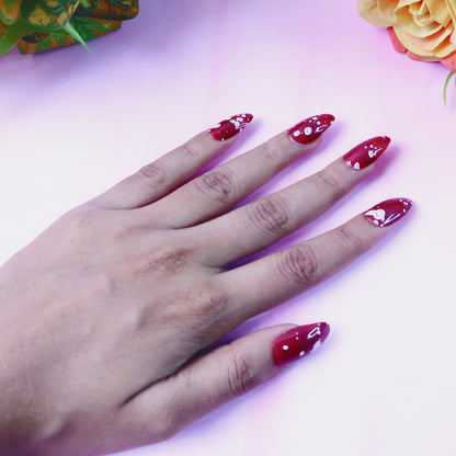 Premium Burgundy Artificial Nai - (Mix Design / 1 Set)