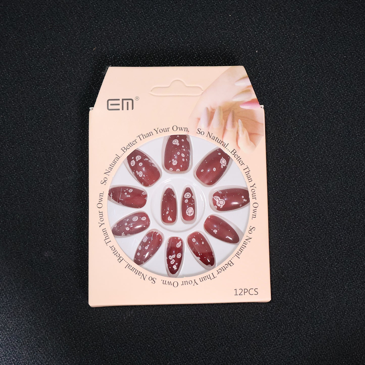 Premium Burgundy Artificial Nai - (Mix Design / 1 Set)