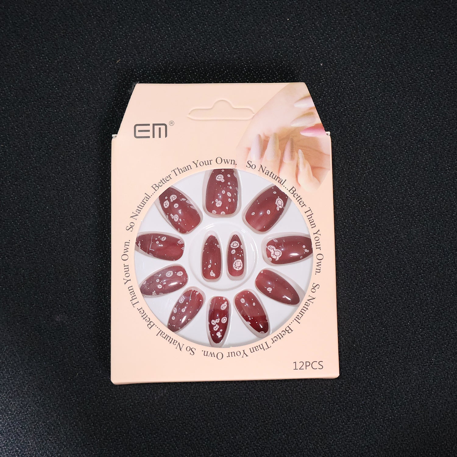 Premium Burgundy Artificial Nai - (Mix Design / 1 Set)