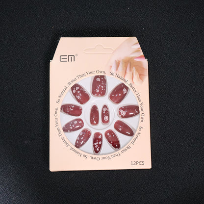 Premium Burgundy Artificial Nai - (Mix Design / 1 Set)