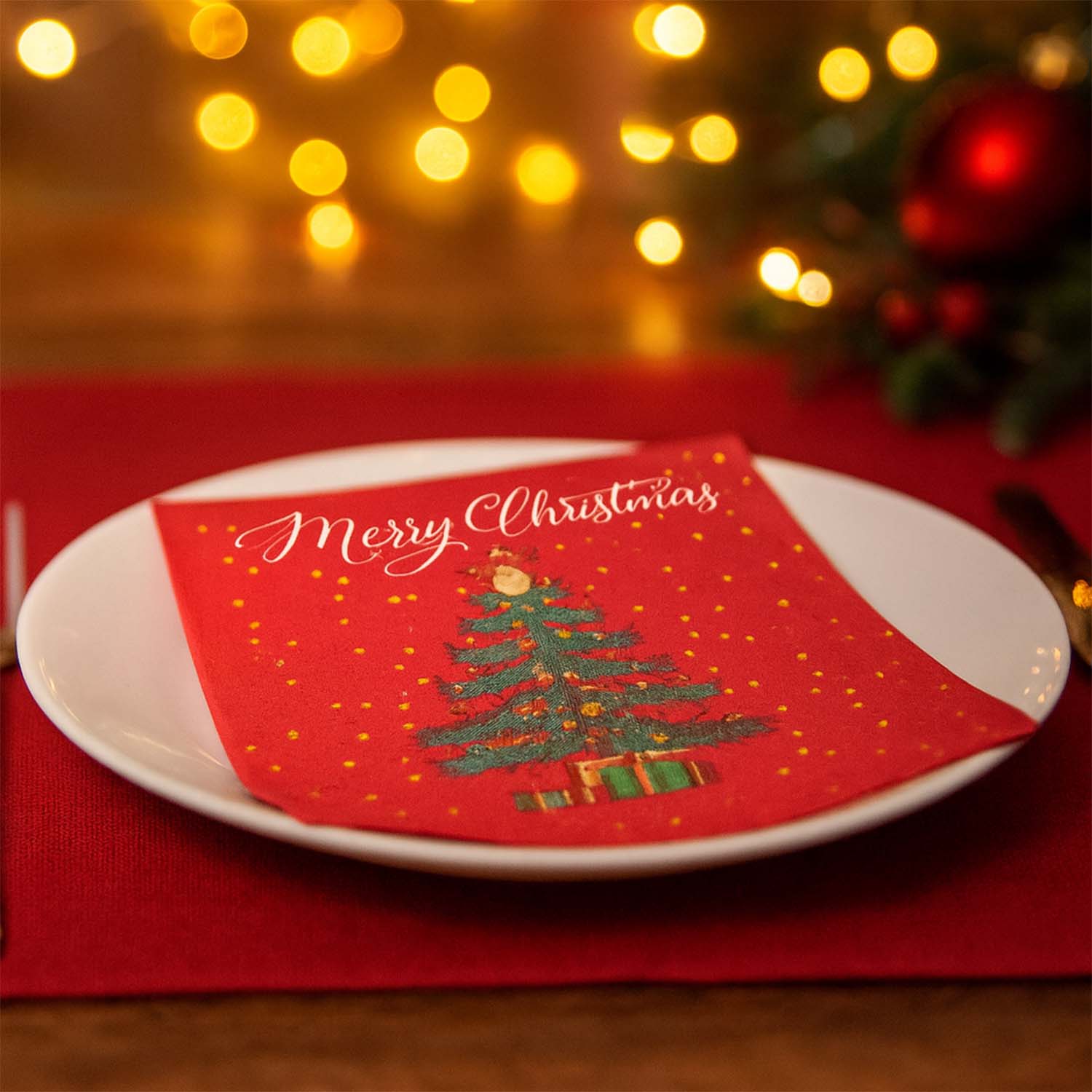 200 Pc Premium Festive Design Paper Napkins 10x10 Inch (26x26 cm)