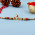 Designer Rakhi with BROTHER Text Plaque and ornate frame in wrist look for Gift Use
