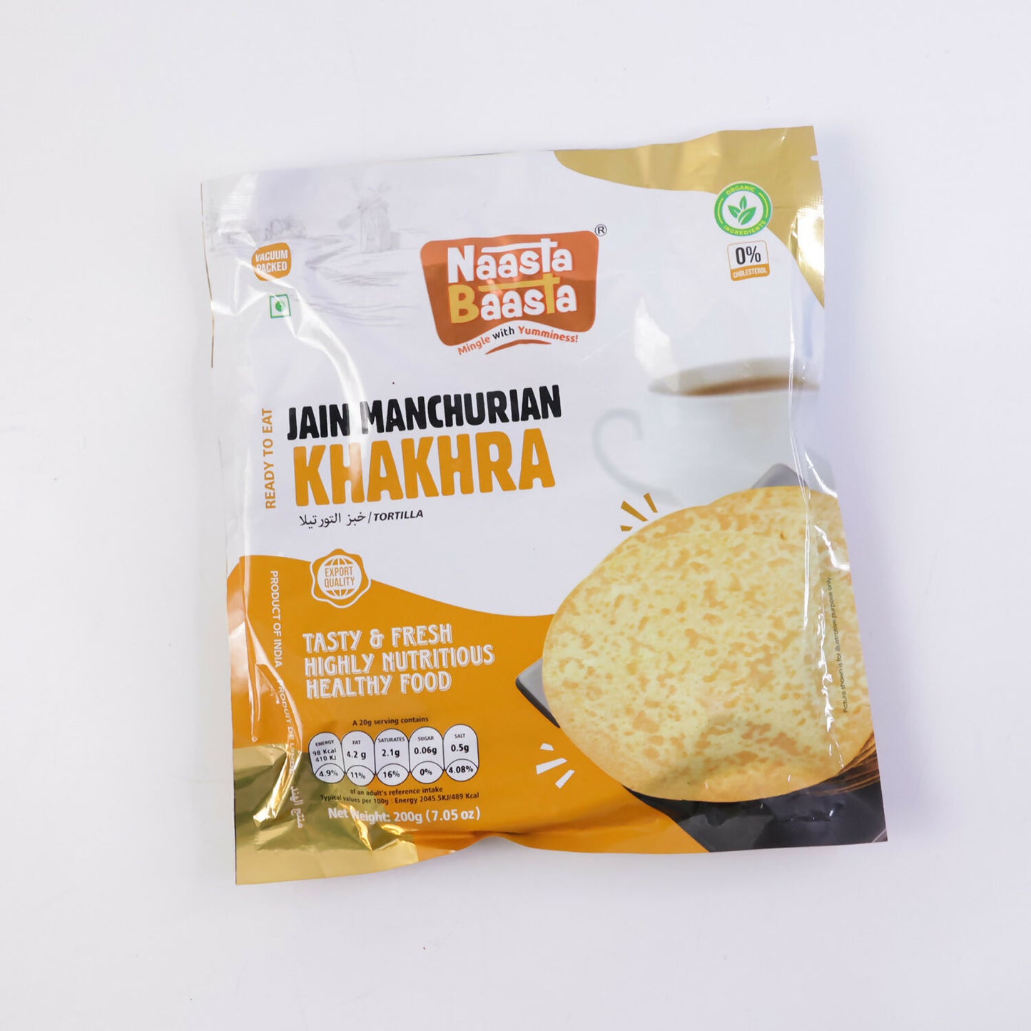 Naasta Baasta Jain Manchurian Khakhra - Crispy Ready to Eat Whole Wheat Snack (200 Gm)