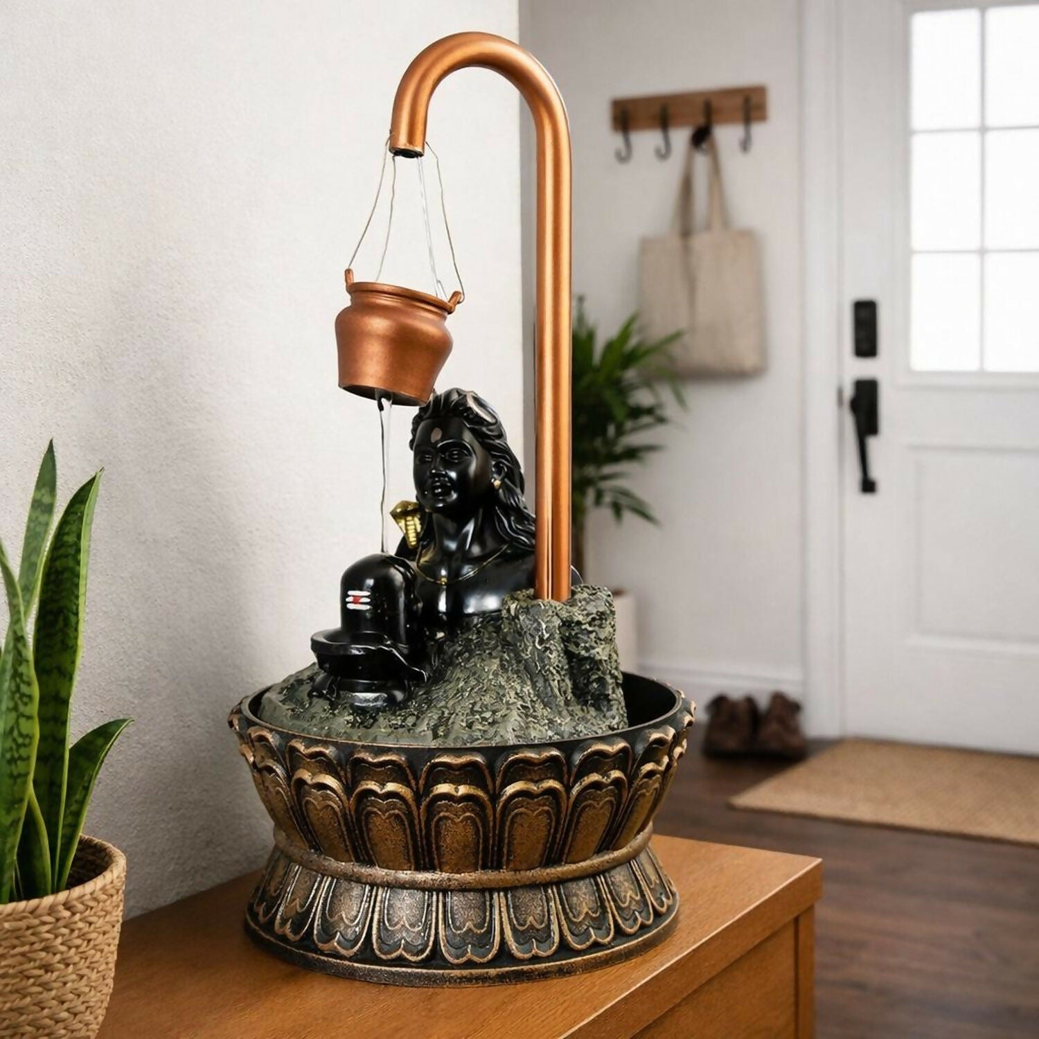 Lord Shiv Tabletop Water Fountain for Home Temple & Living Room Decor