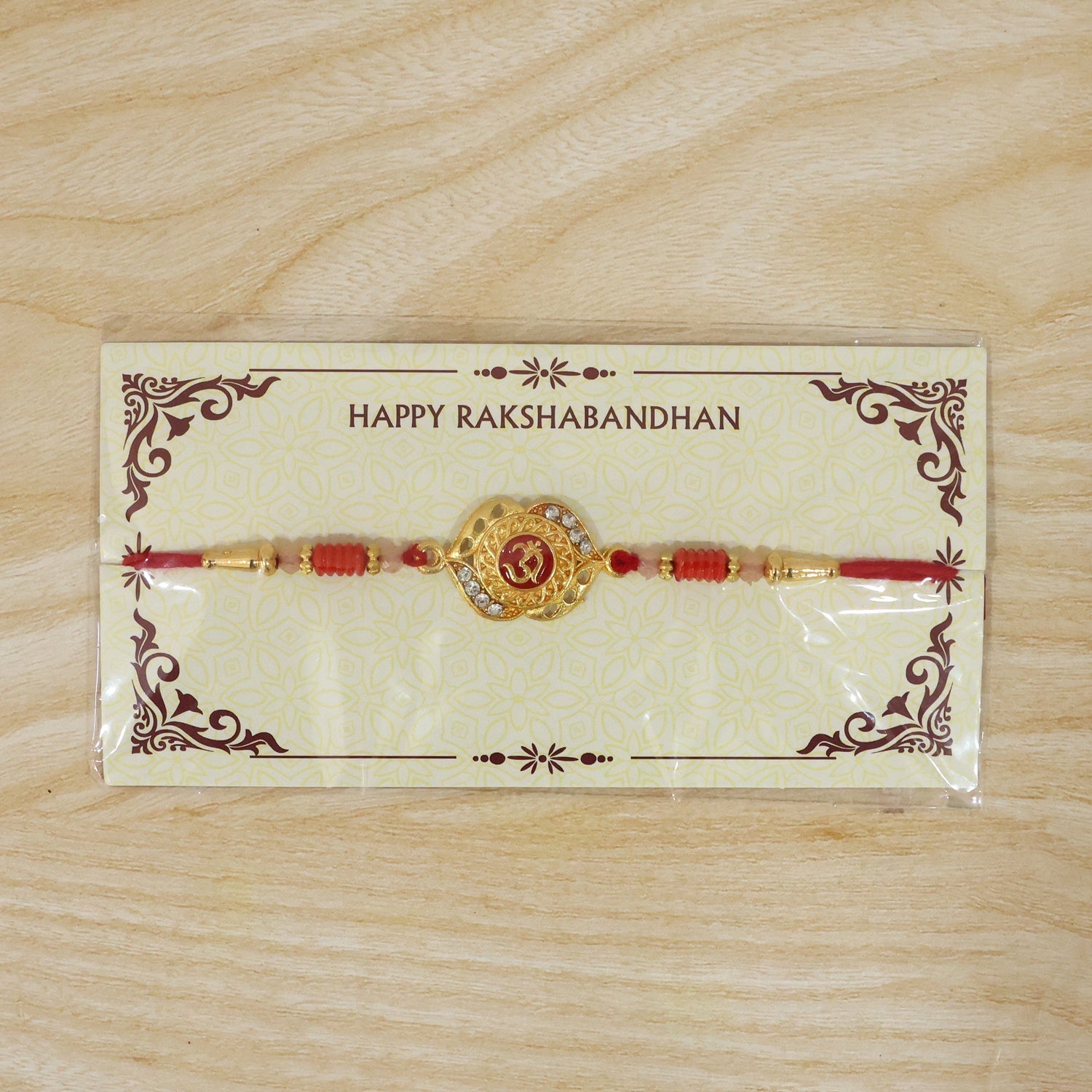 OM Antique Floral Rakhi Elegant Traditional Design for Raksha Bandhan (10pcs)