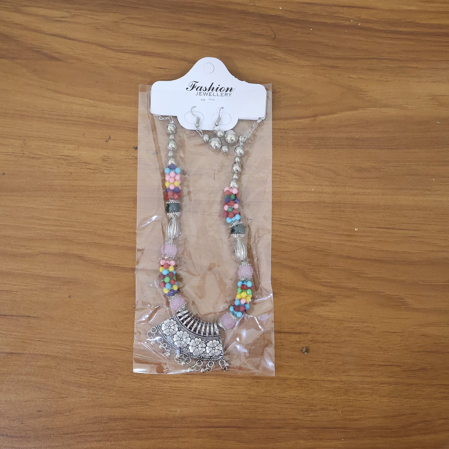Premium Multicolor Beaded Oxidised Necklace (1 Pc Set)