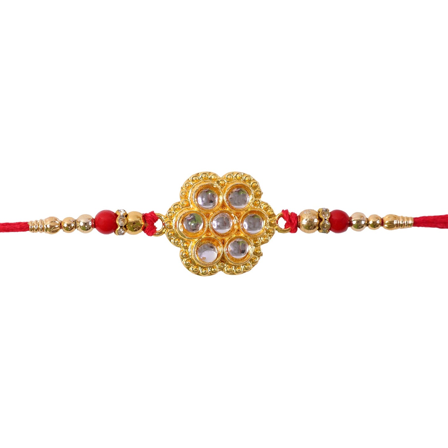 Kundan Rakhi Traditional Rudraksha Design for Brother (5pcs)