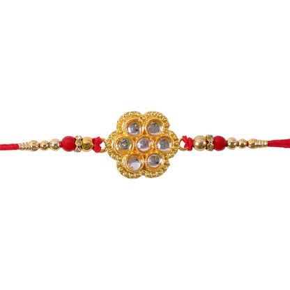 Kundan Rakhi Traditional Rudraksha Design for Brother (5pcs)