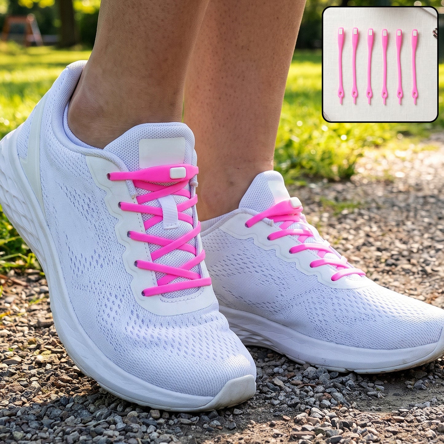 Stretchable Silicone Shoelaces No Tie Elastic Laces for Sneakers (6 Pc)