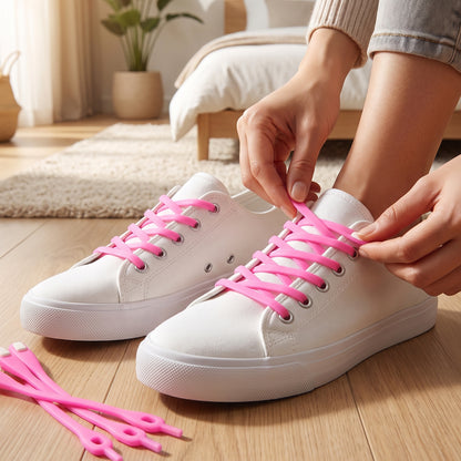 Stretchable Silicone Shoelaces No Tie Elastic Laces for Sneakers (6 Pc)